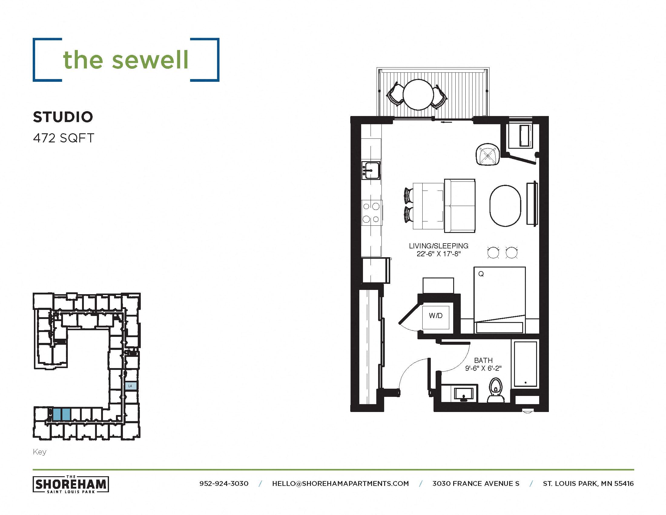 The Sewell Floor plan at The Shoreham, St. Louis Park, Minnesota